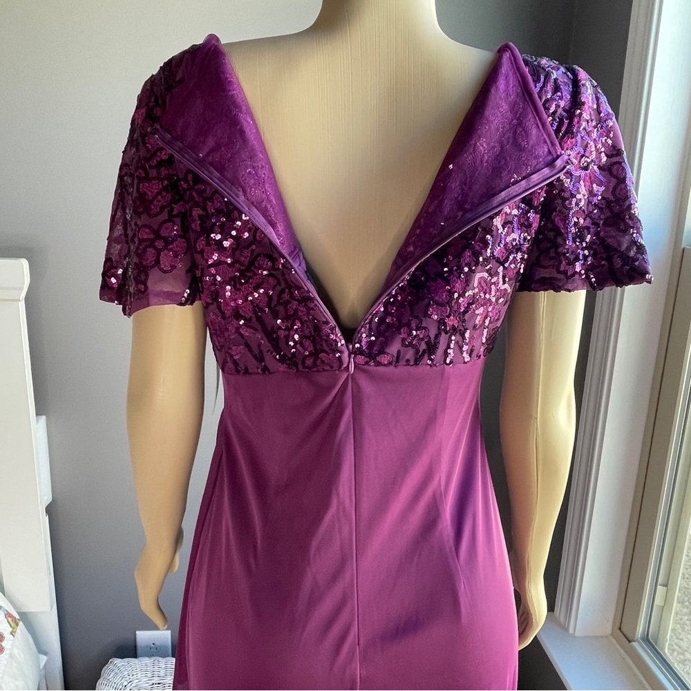 Alex Evenings Stretch Sequin Bodice Empire Waist Long Dress 8196771 - Picture 8 of 10